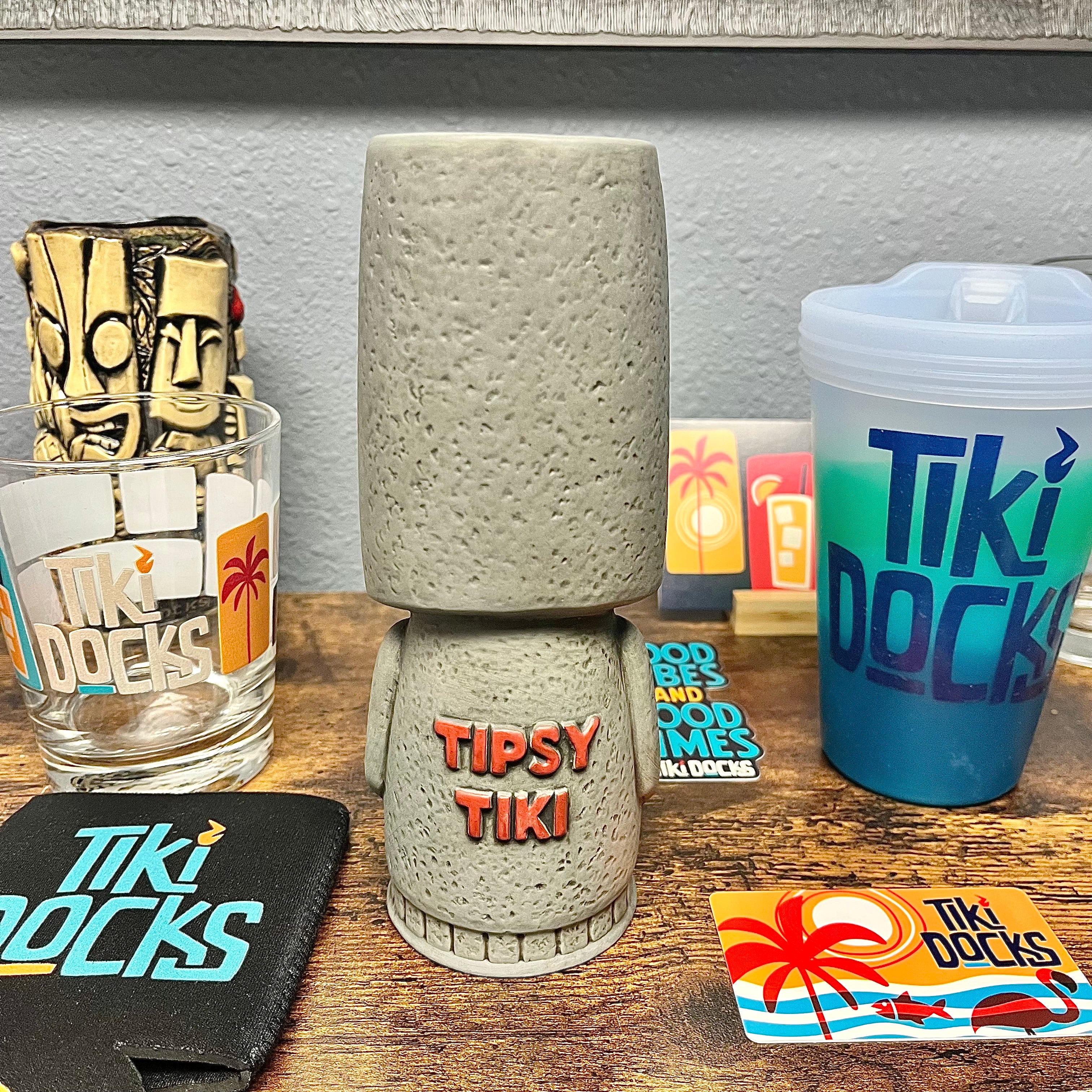 Tipsy Tiki & Tiki Bob Mug w/Swizzle Stick