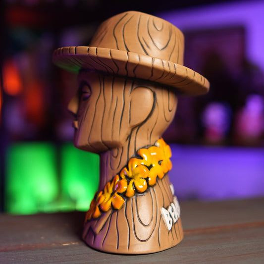 Don The Beachcomber Caricature Tiki Mug - Wooden Donn