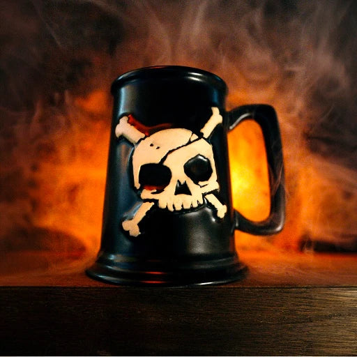 Morgan's Cove House Tankard Tiki Mug w/2 Skull Swizzles