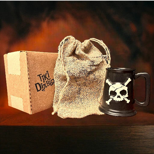 Morgan's Cove House Tankard Tiki Mug w/2 Skull Swizzles