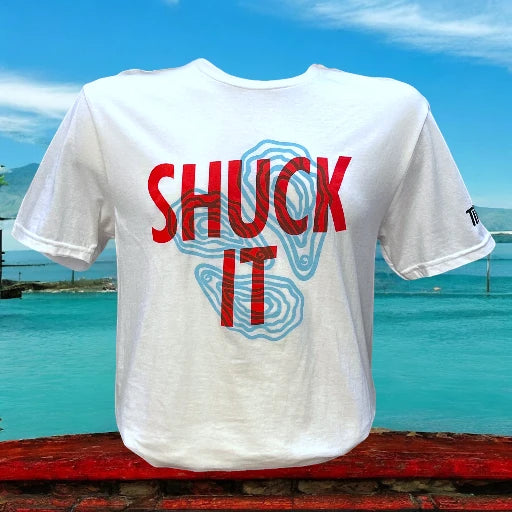 Tiki Docks - Shuck It, Unisex Tee Shirt in White
