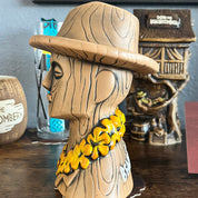 Don The Beachcomber Caricature Tiki Mug - Wooden Donn w/Swizzle Stick