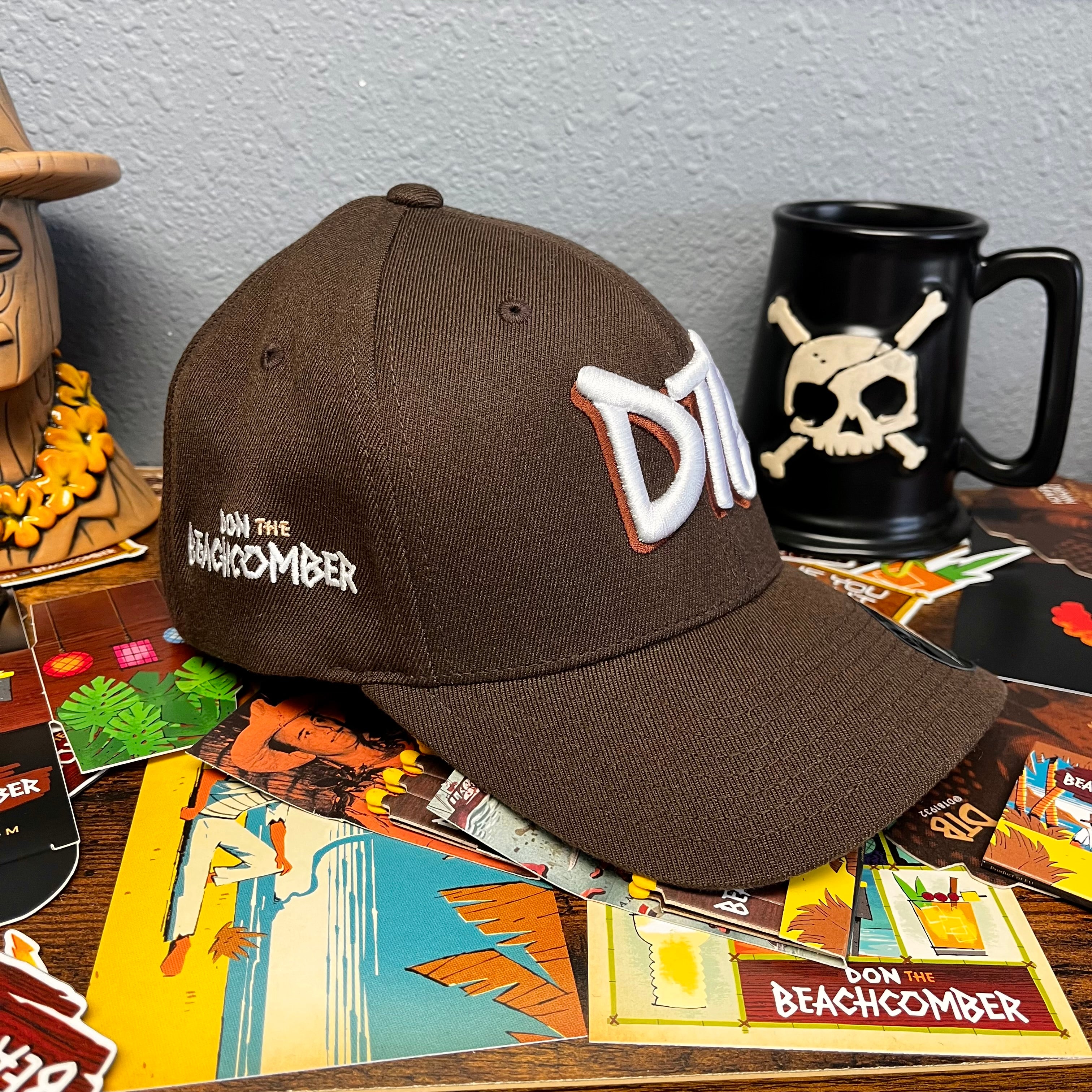 DTB Embroidered Badge Flex Fit Cap In Brown