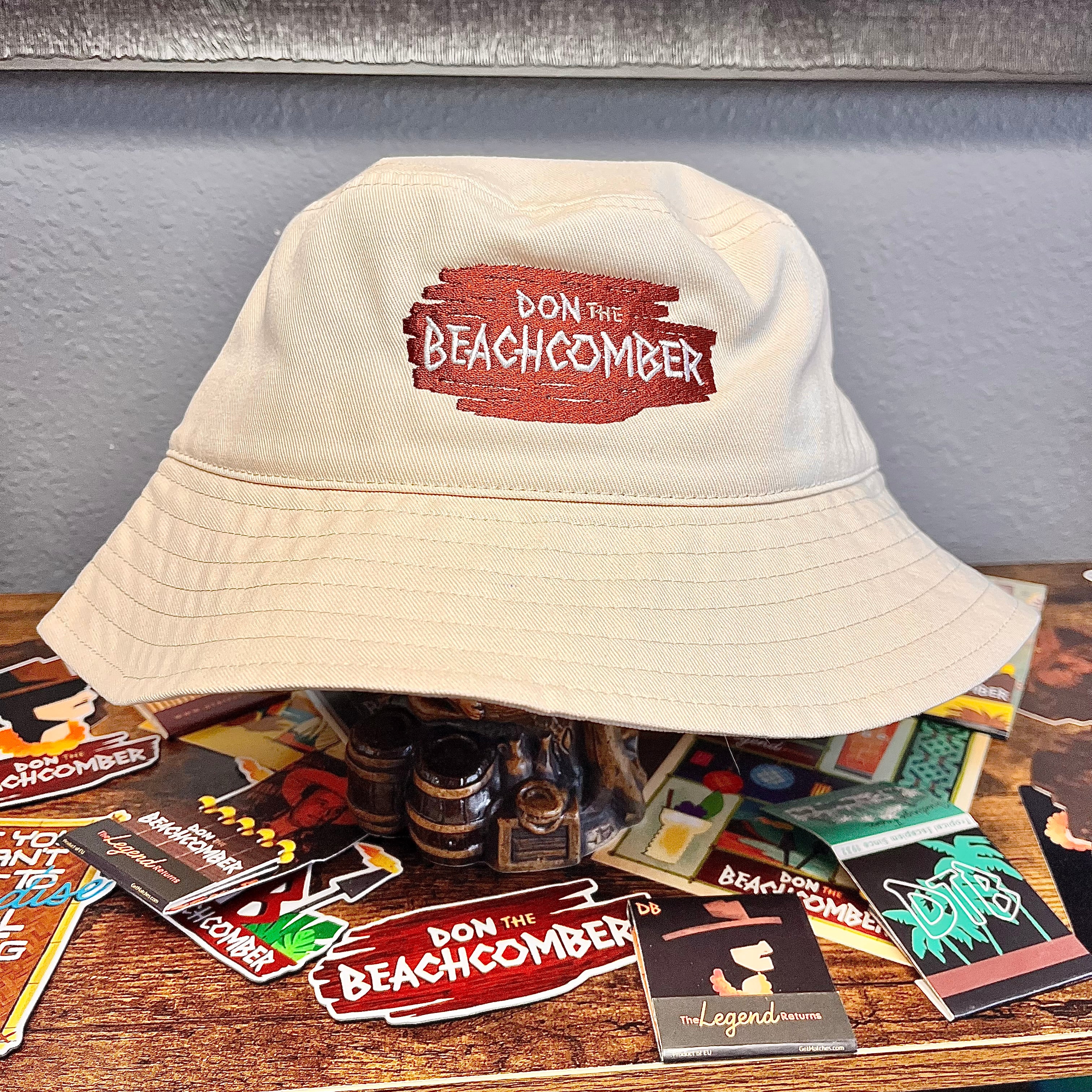 Don the Beachcomber Logo Bucket Hat In Beige