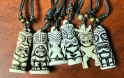 Traditional Polynesian Handcrafted Bone and Resin Tiki Adjustable Necklace