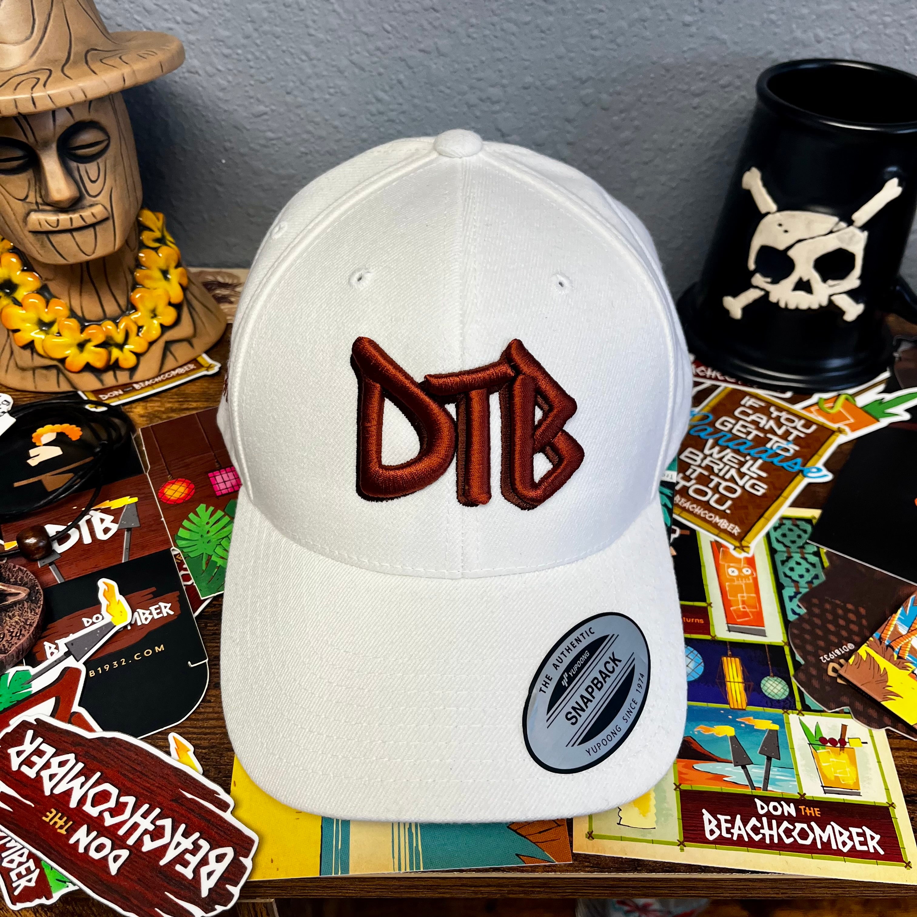 DTB Embroidered Badge Snapback Cap In White