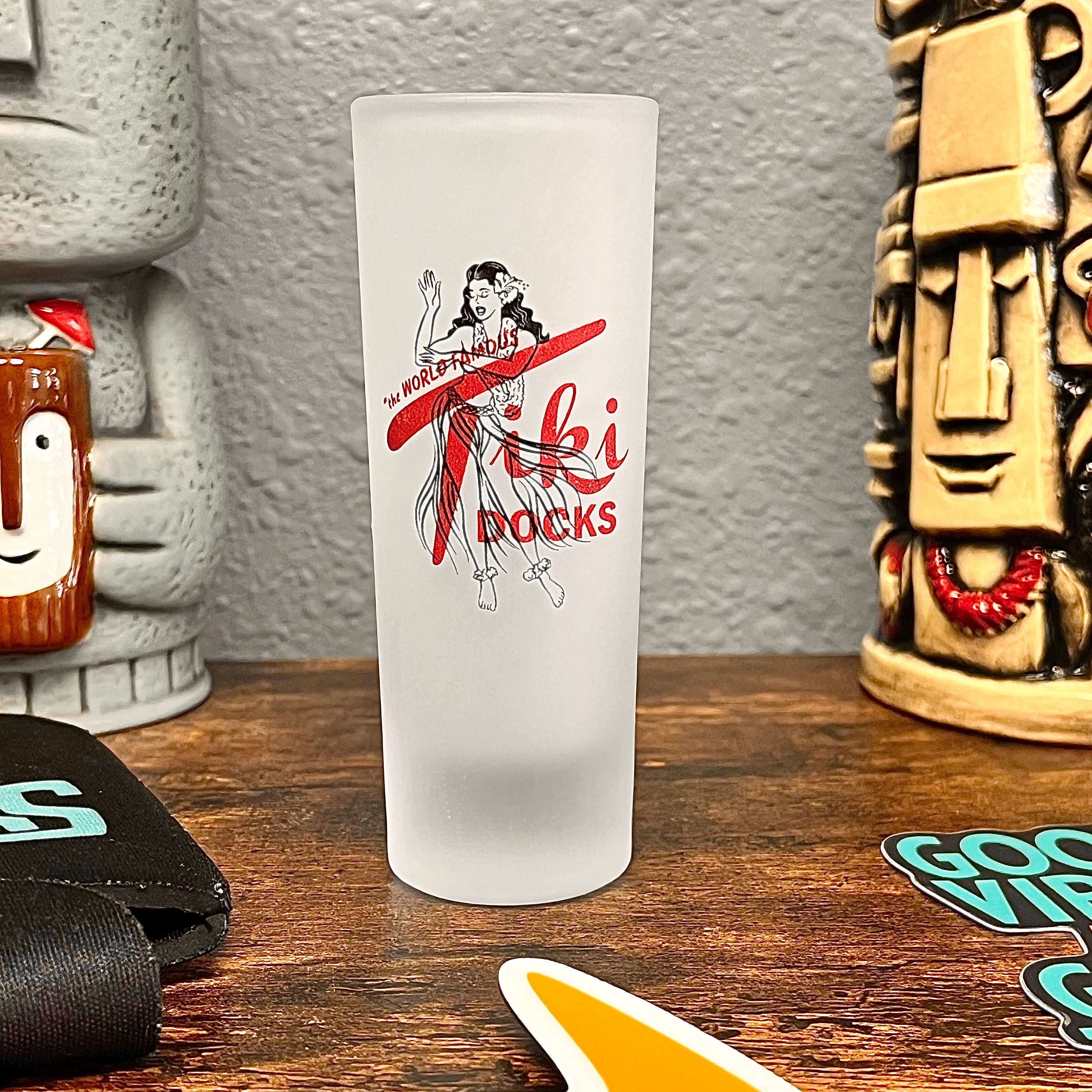 Tiki Docks Hula Dancer Frosted Shot Glass