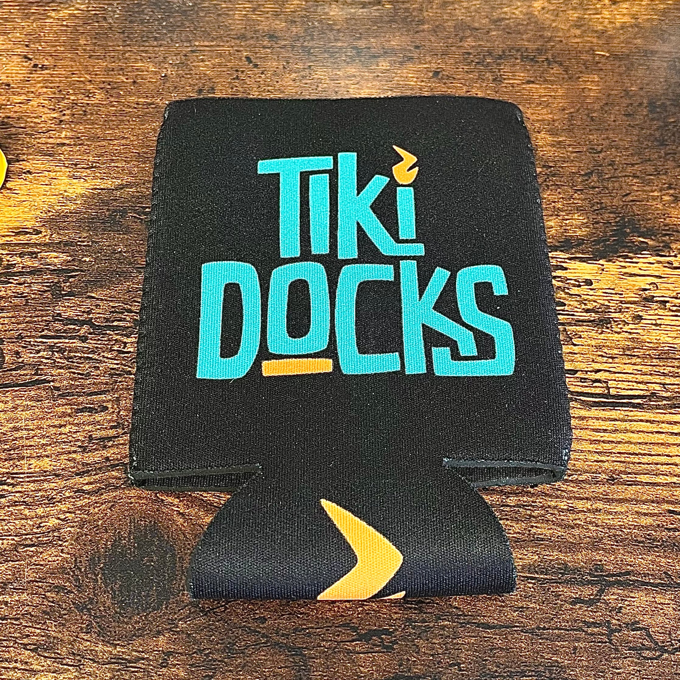 Tiki Docks Mosaic Can Beer Koozie in Black
