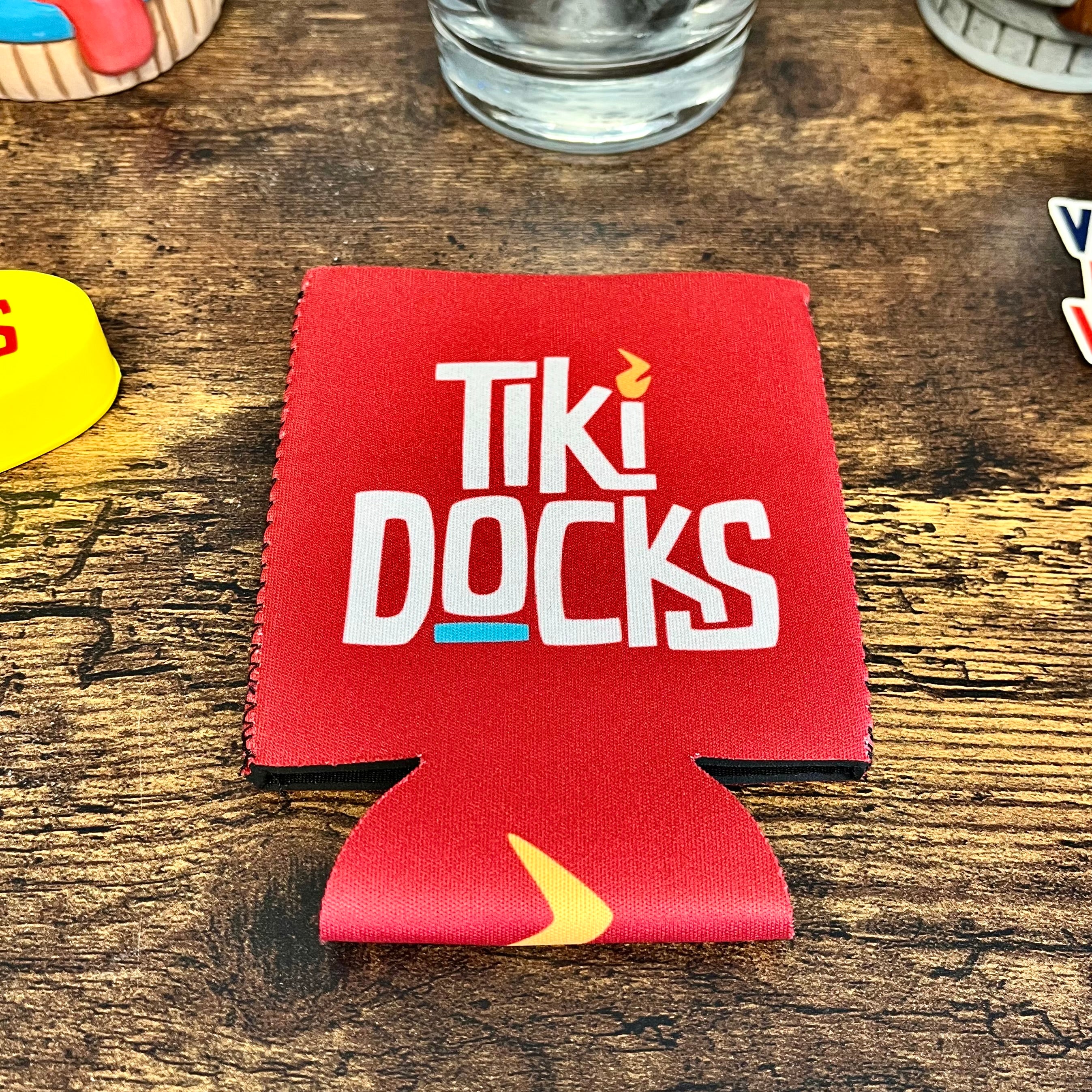 Tiki Docks Forget Worries Here Koozie Red