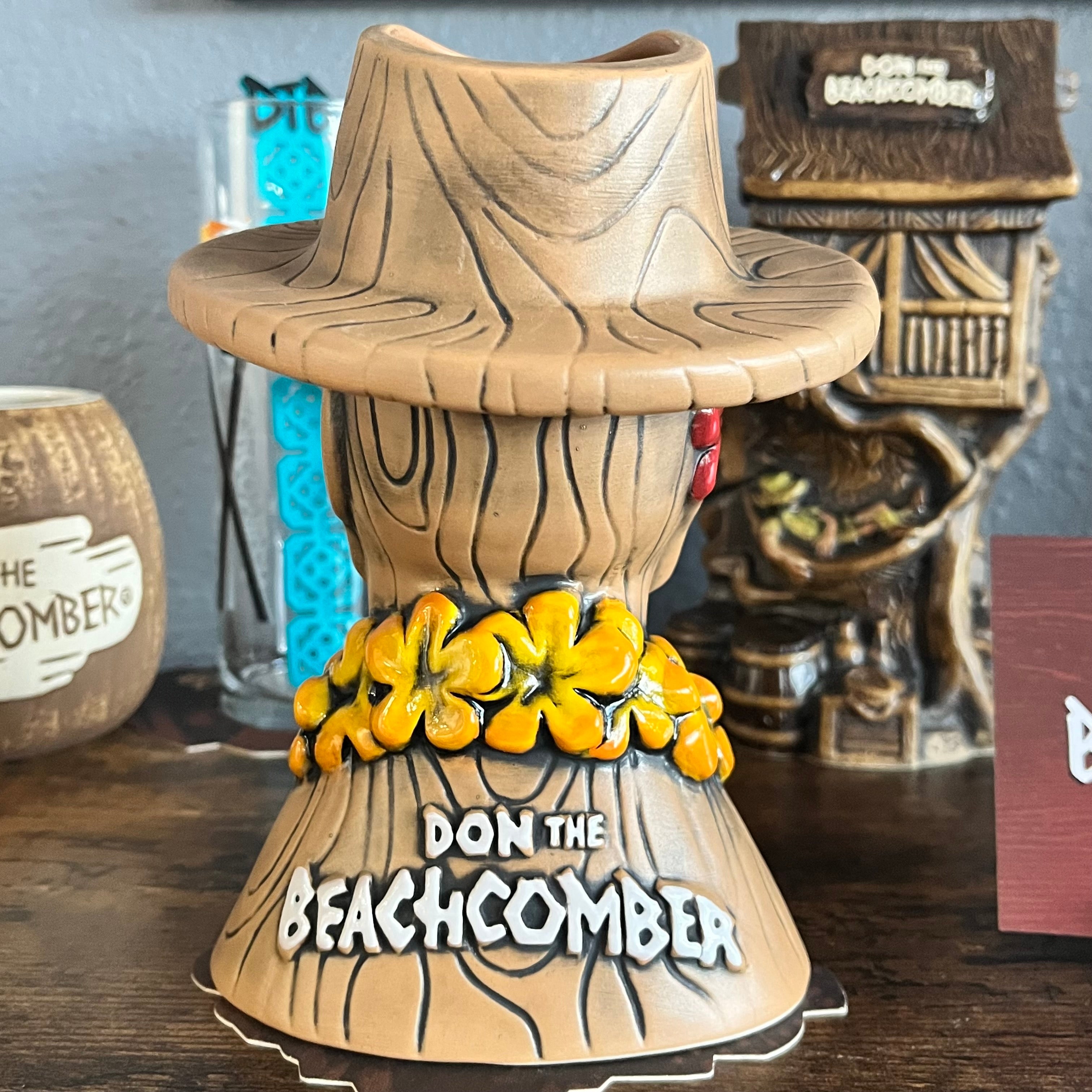 Don The Beachcomber Caricature Tiki Mug - Wooden Donn w/Swizzle Stick