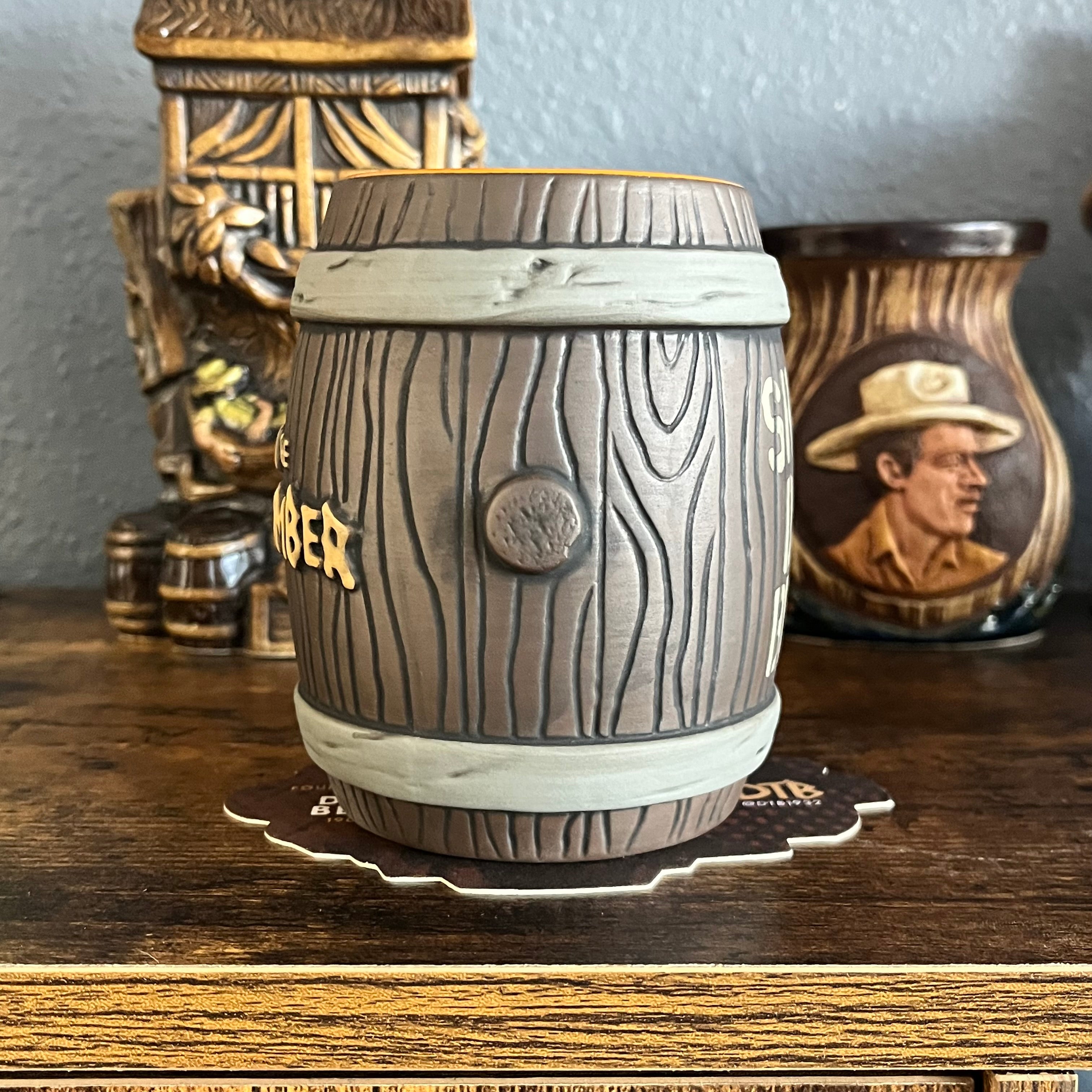 Rum Barrel Tiki Mug w/Swizzle Stick