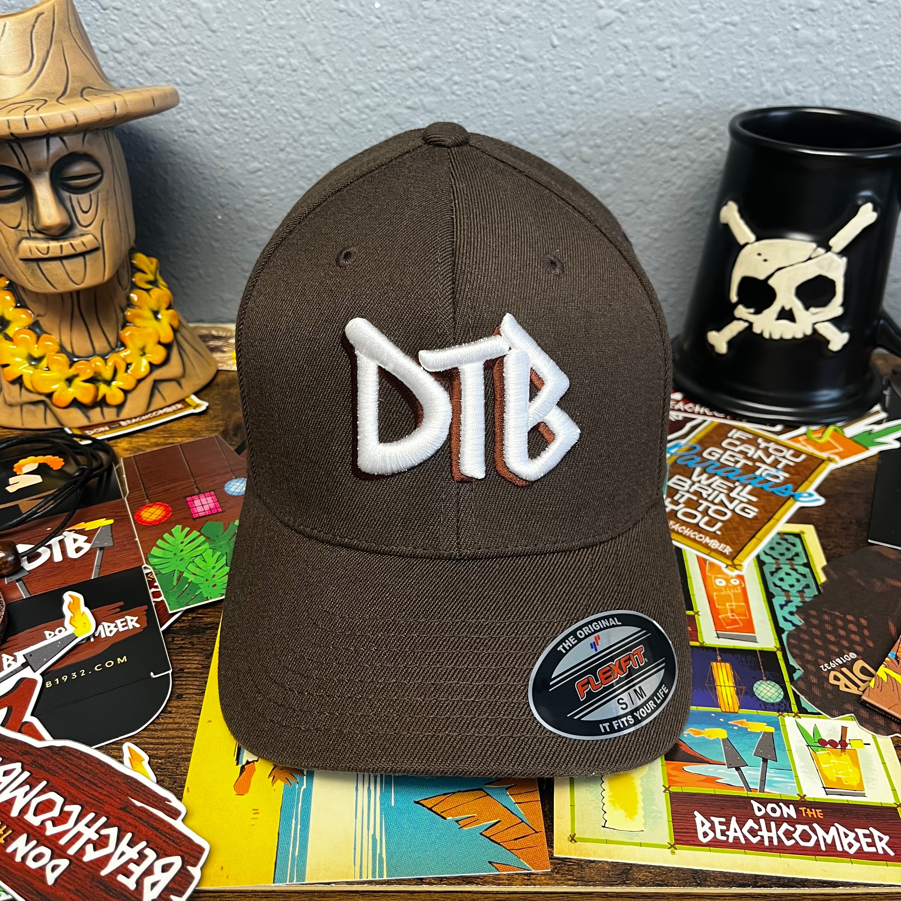 DTB Embroidered Badge Flex Fit Cap In Brown