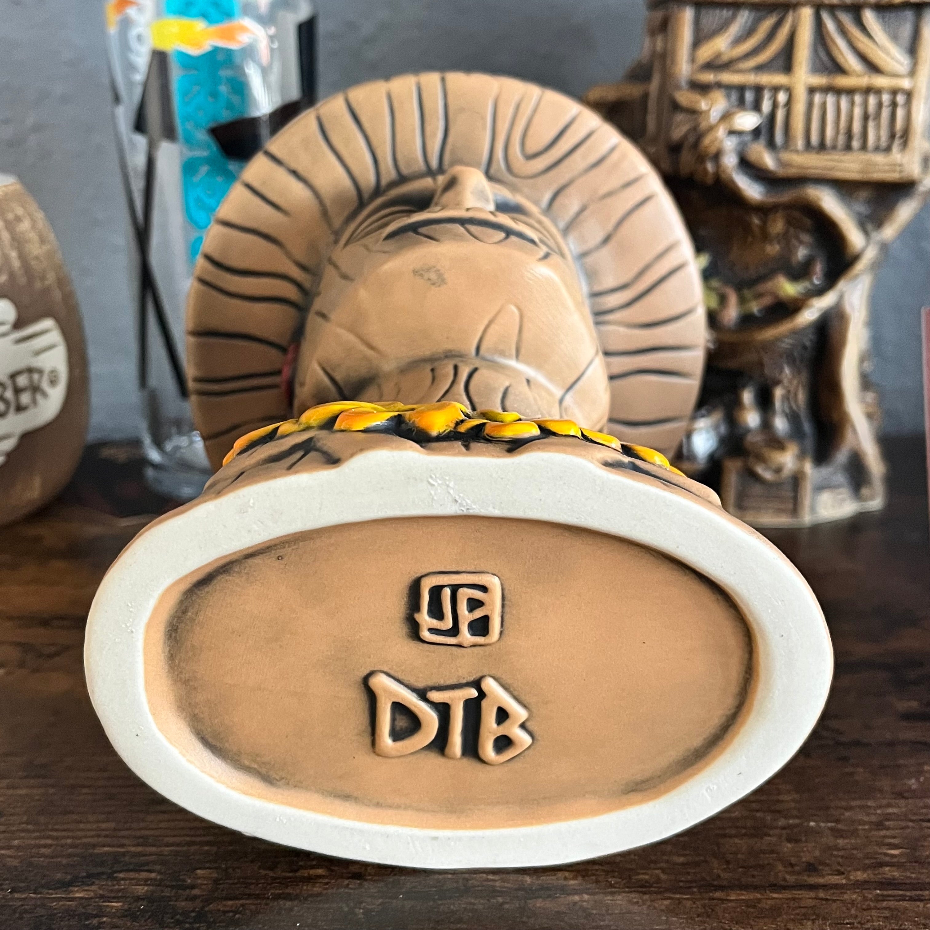 Don The Beachcomber Caricature Tiki Mug - Wooden Donn w/Swizzle Stick