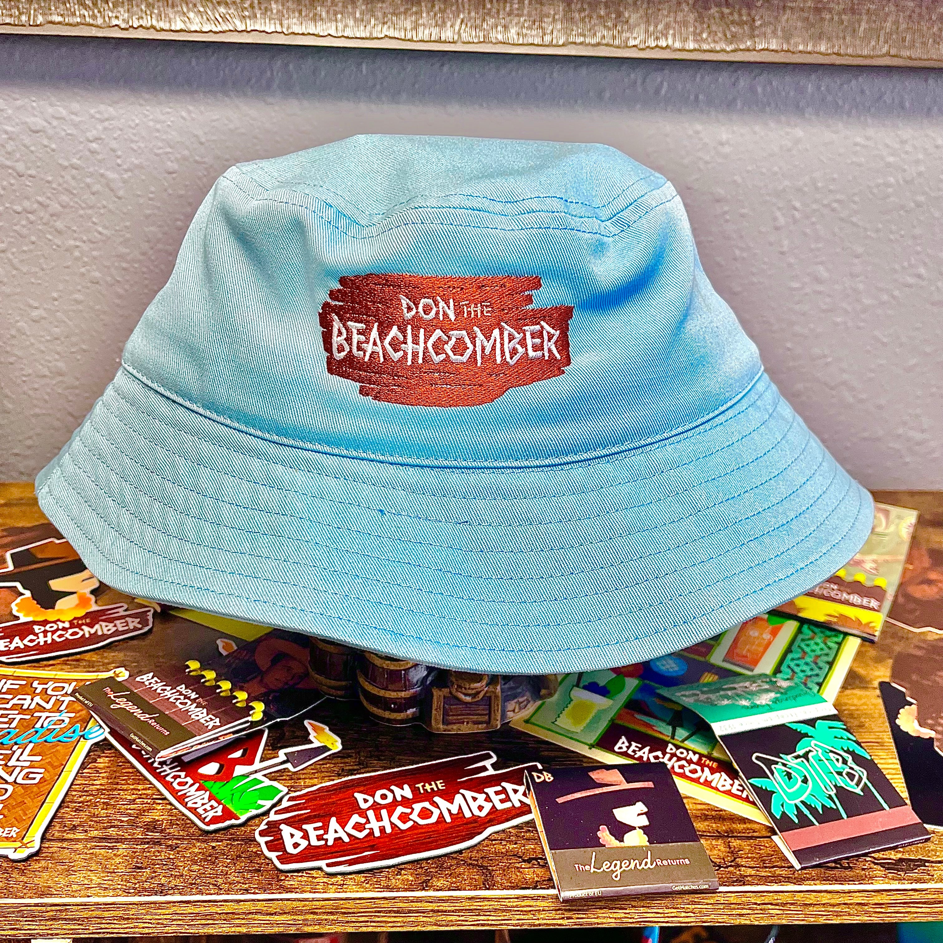Don the Beachcomber Logo Bucket Hat In Baby Blue