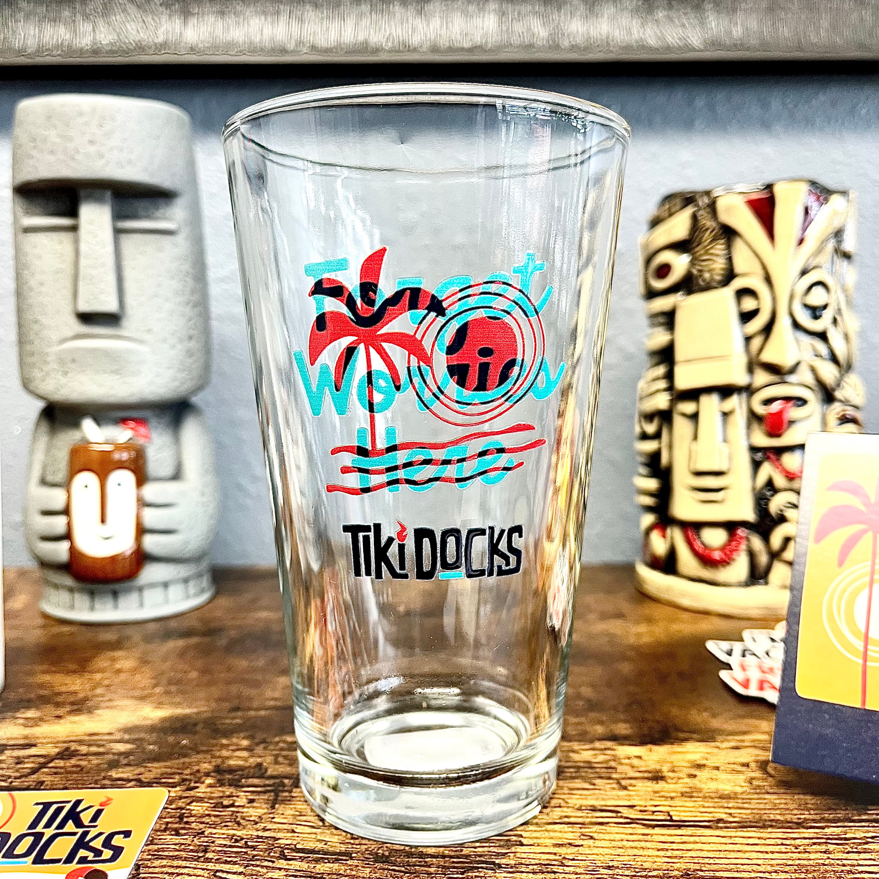 Tiki Docks Forget Worries Here Pint Glass