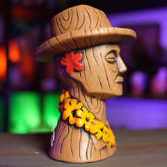 Don The Beachcomber Caricature Tiki Mug - Wooden Donn