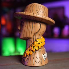 Don The Beachcomber Caricature Tiki Mug - Wooden Donn