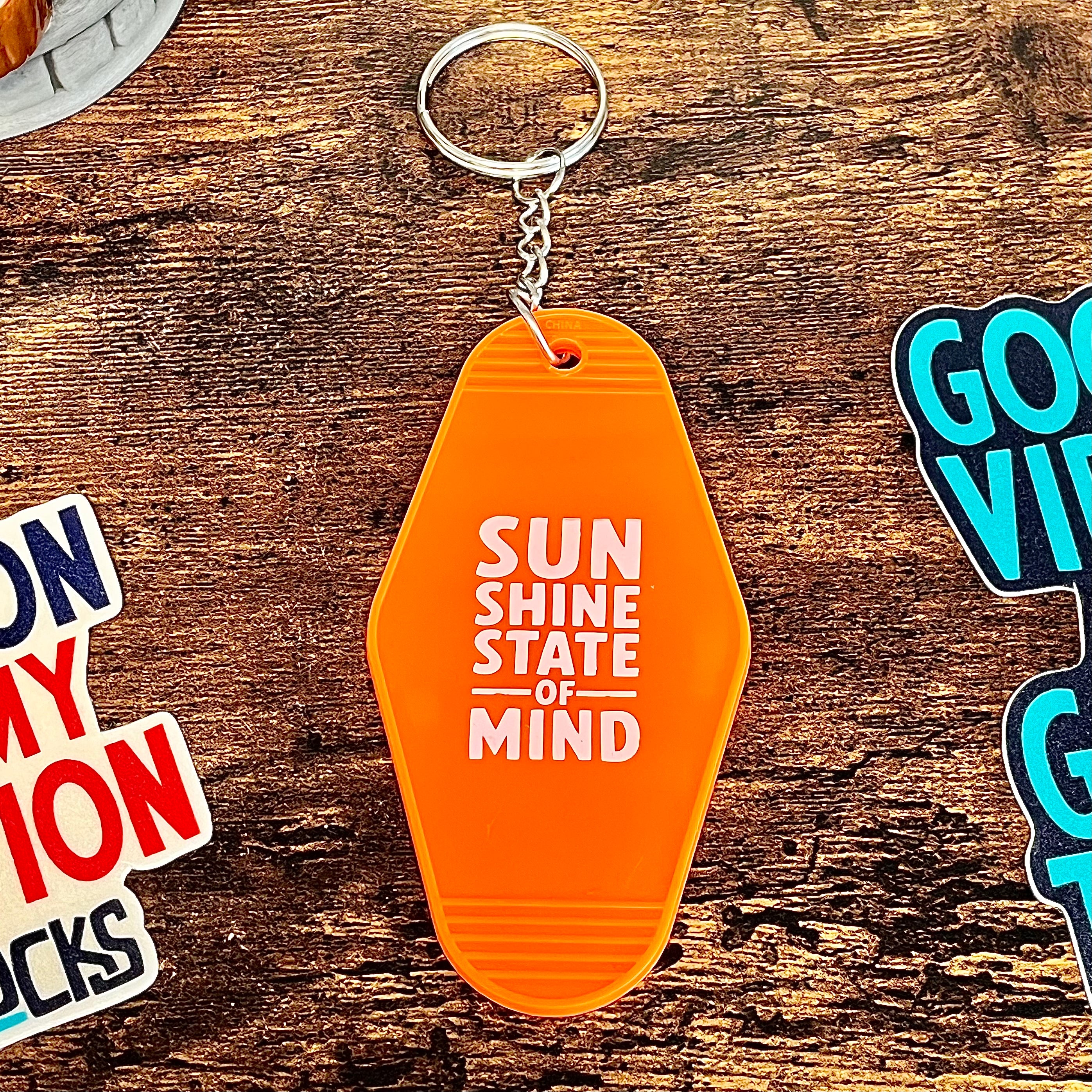 Vintage Style Hotel Key Chain - Orange