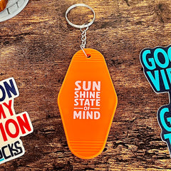 Vintage Style Hotel Key Chain - Orange