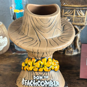 Don The Beachcomber Caricature Tiki Mug - Wooden Donn w/Swizzle Stick