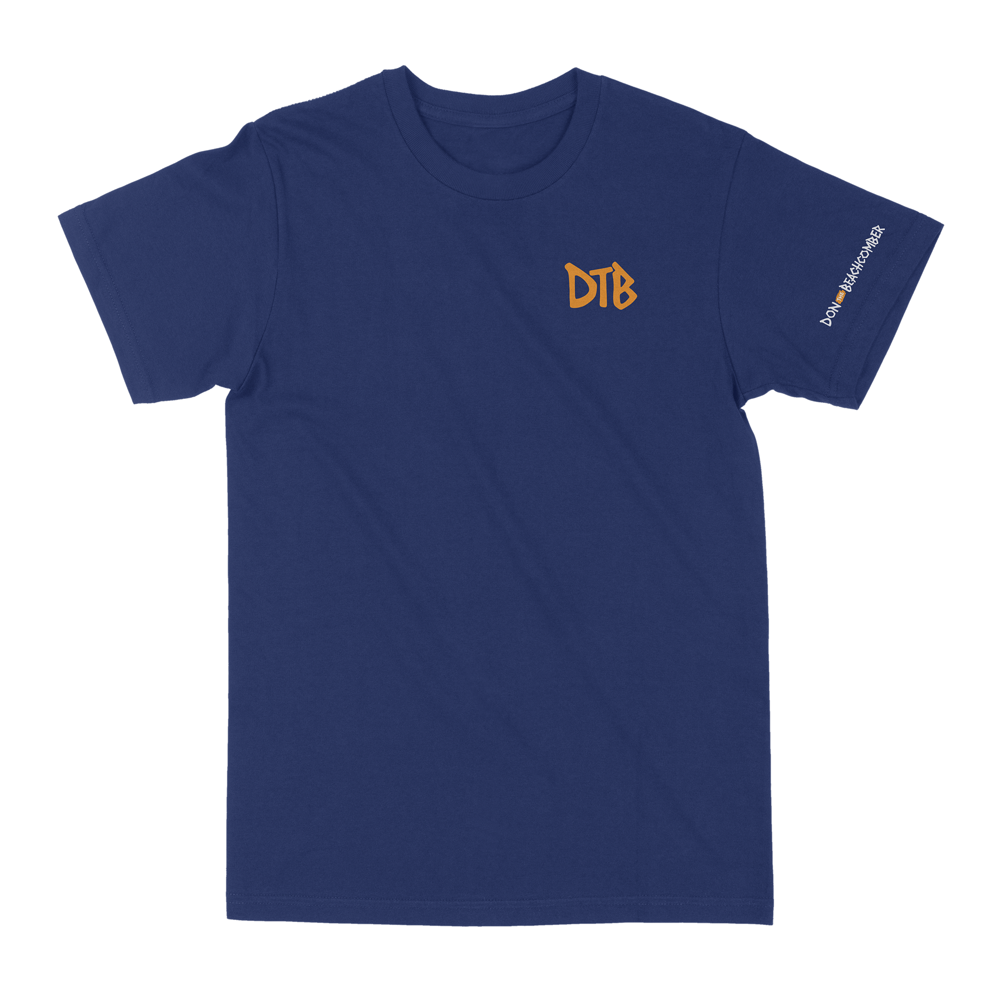 Navy blue T-Shirt with “DTB” logo printed on the left front chest, and a silhouette bust of Donn Beach on the center back with “The Legend Returns” written under the silhouette.