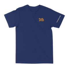 Navy blue T-Shirt with “DTB” logo printed on the left front chest, and a silhouette bust of Donn Beach on the center back with “The Legend Returns” written under the silhouette.