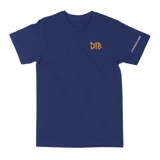 Navy blue T-Shirt with “DTB” logo printed on the left front chest, and a silhouette bust of Donn Beach on the center back with “The Legend Returns” written under the silhouette.