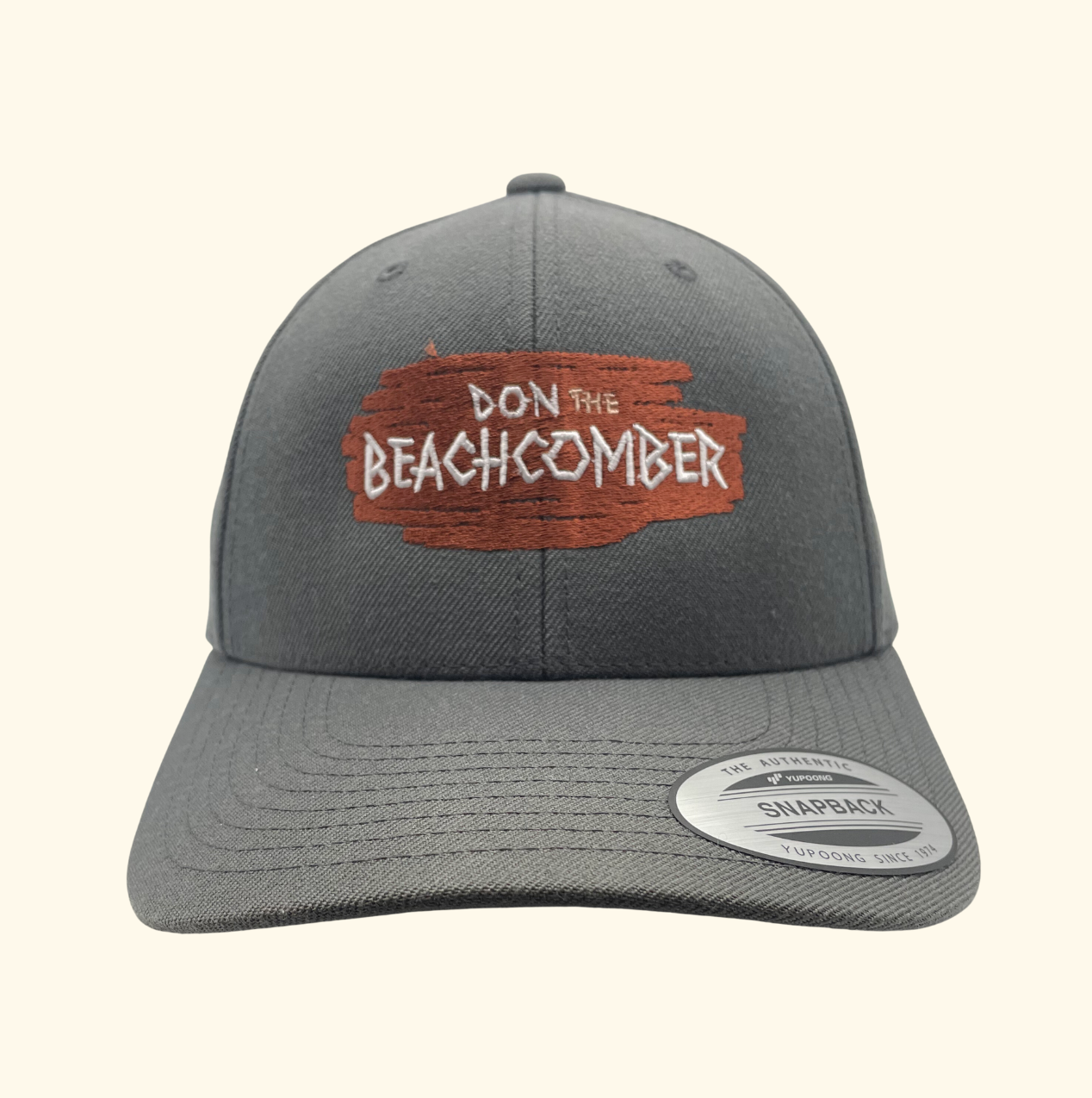 Don the Beachcomber Embroidered Logo Premium Curved Bill Grey Snapback Cap