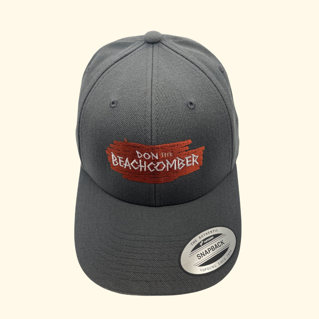 Don the Beachcomber Embroidered Logo Premium Curved Bill Grey Snapback Cap
