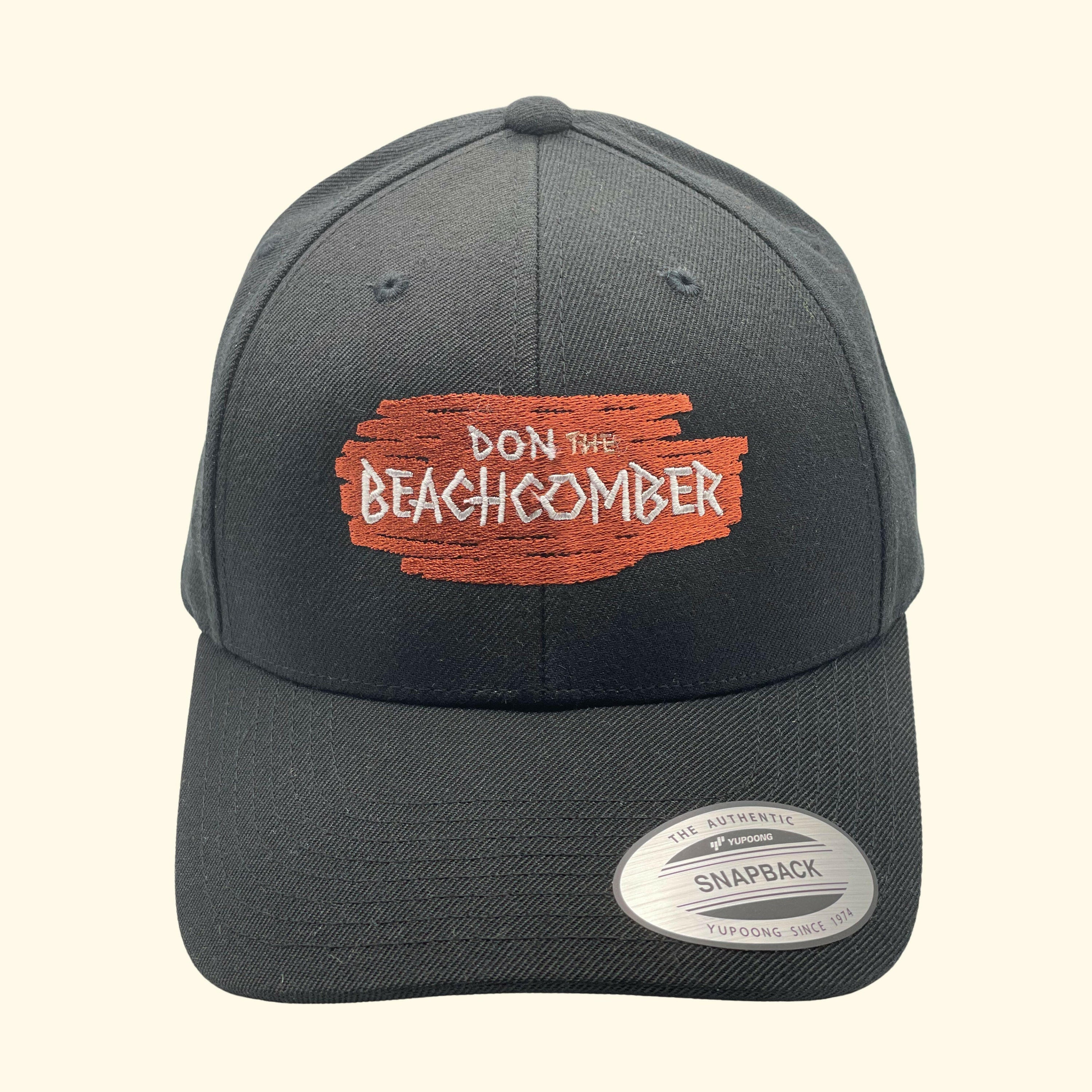 Don the Beachcomber Embroidered Logo Premium Curved Bill Black Snapback Cap