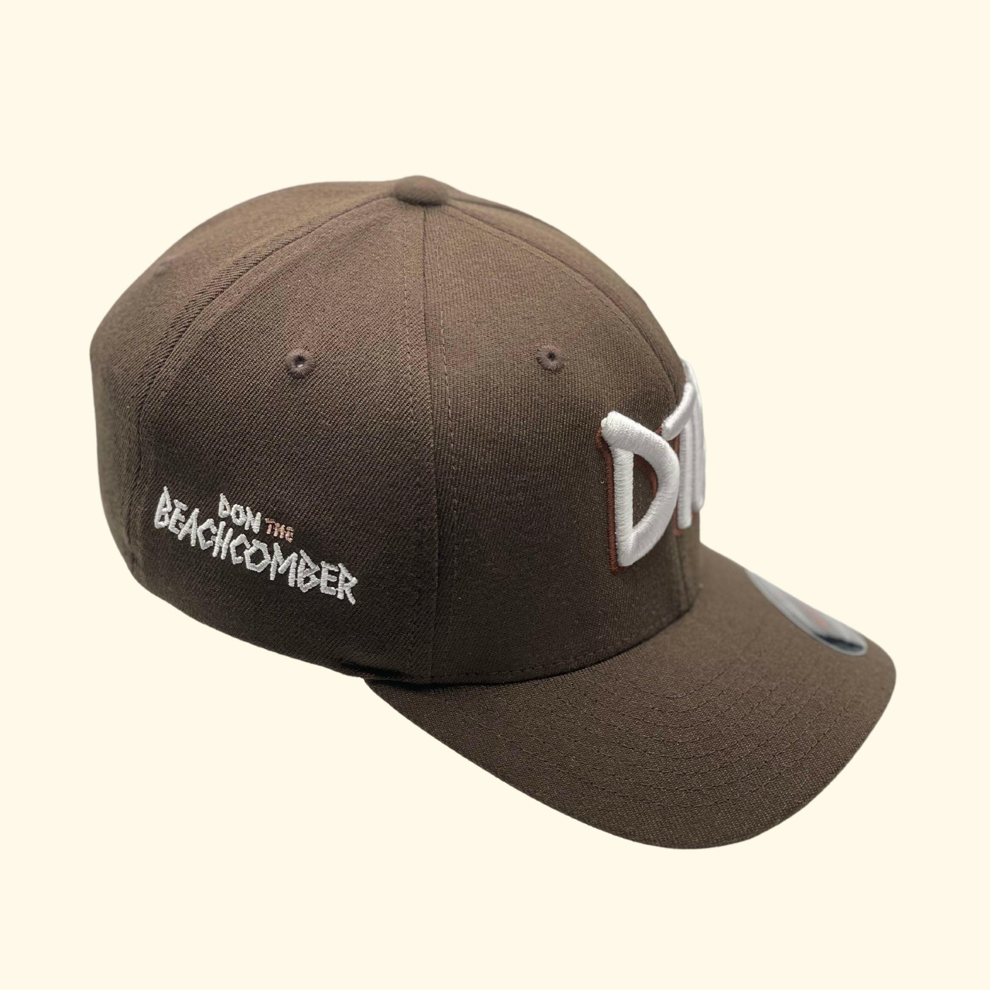DTB Embroidered Badge Brown Flex Fit Cap Side View