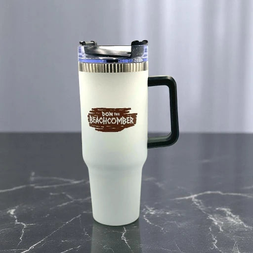 40oz Stainless Steel Don the Beachcomber Logo White Tumbler