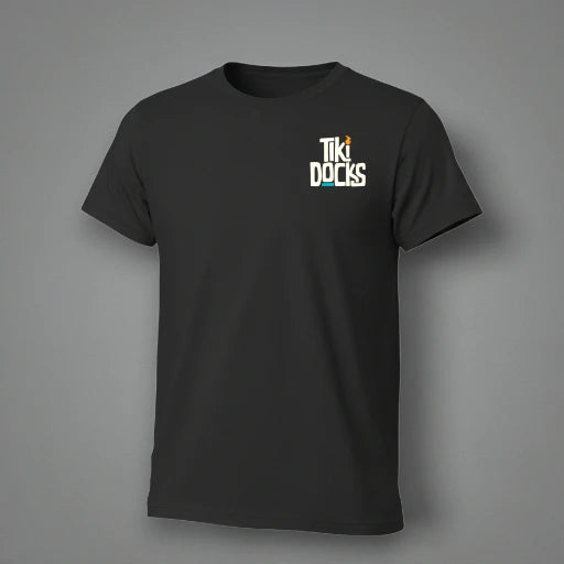 Tiki Docks - Collage, Mosaic Unisex Tee Shirt in Black