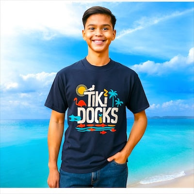 Tiki Docks - Youth T Shirt in Navy