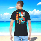 Tiki Docks - Collage, Mosaic Unisex Tee Shirt in Black