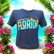 Tiki Docks - Greetings From Florida, Unisex Tee Shirt in Navy