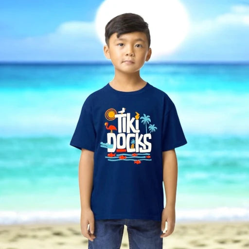 Tiki Docks - Youth T Shirt in Navy