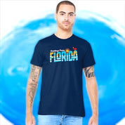 Tiki Docks - Greetings From Florida, Unisex Tee Shirt in Navy