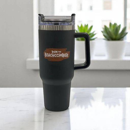 40oz Stainless Steel Don the Beachcomber Logo Black Tumbler